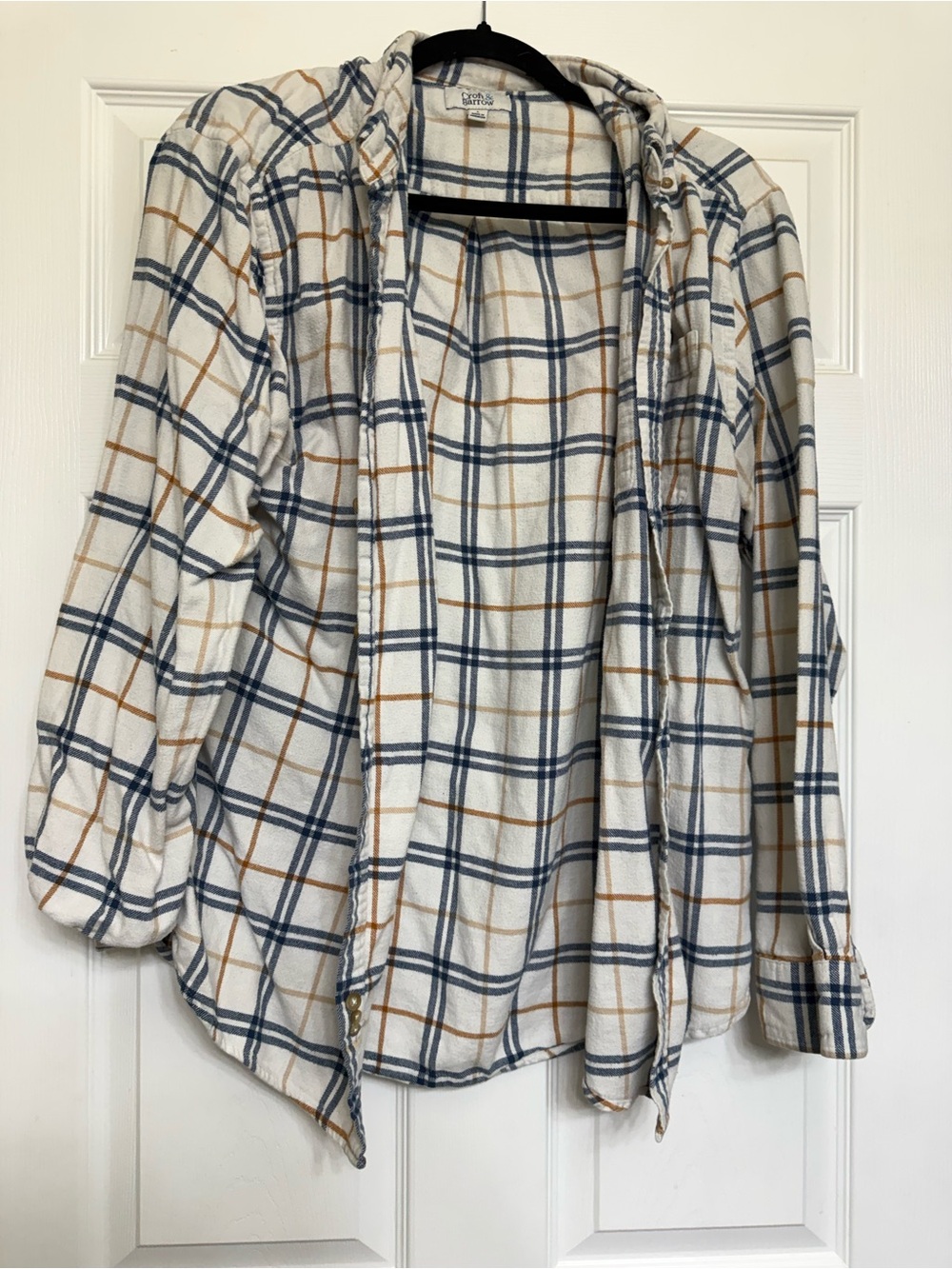 croft & barrow White Plaid Button-Down Hooded Shirt